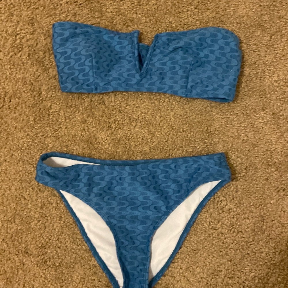 shein turquoise strapless bikini